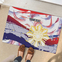 Philippines Sun Tattoo Rubber Doormat Feathers Filipinas Grunge Style White