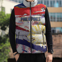 Philippines Sun Tattoo Sleeveless Puffer Jacket Feathers Filipinas Grunge Style White