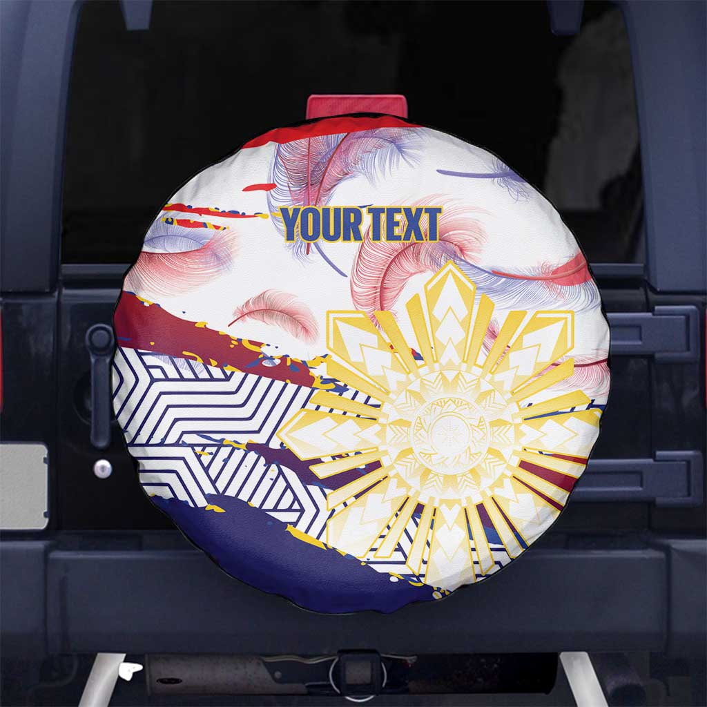 Philippines Sun Tattoo Spare Tire Cover Feathers Filipinas Grunge Style White