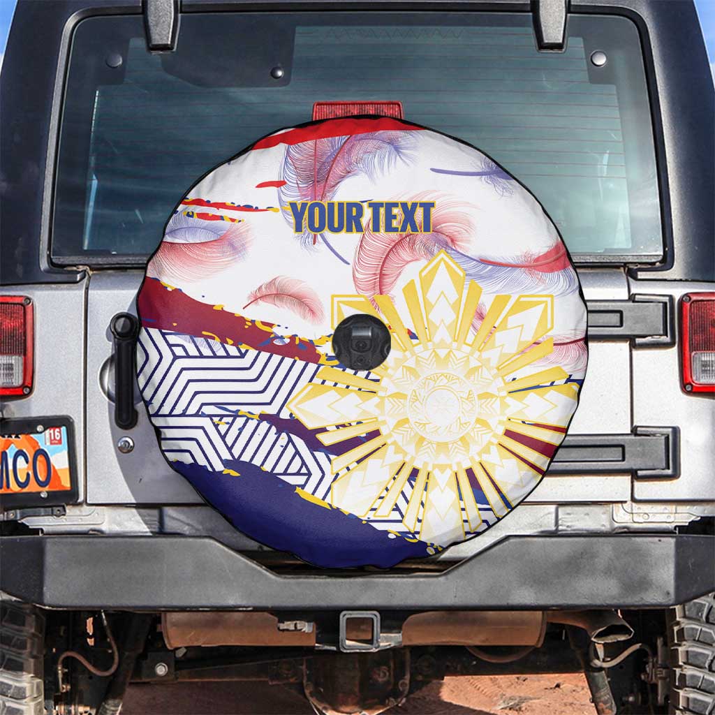 Philippines Sun Tattoo Spare Tire Cover Feathers Filipinas Grunge Style White