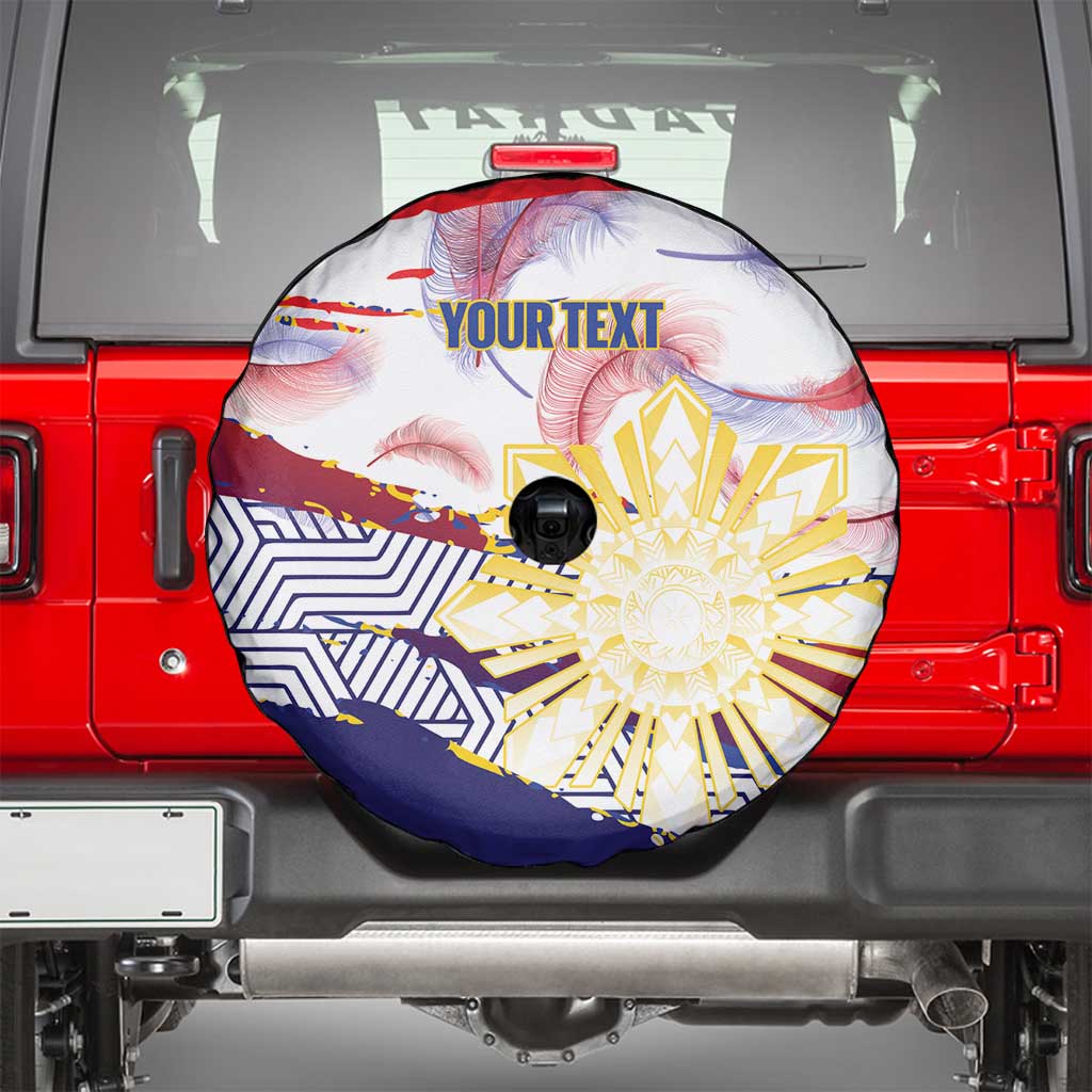Philippines Sun Tattoo Spare Tire Cover Feathers Filipinas Grunge Style White
