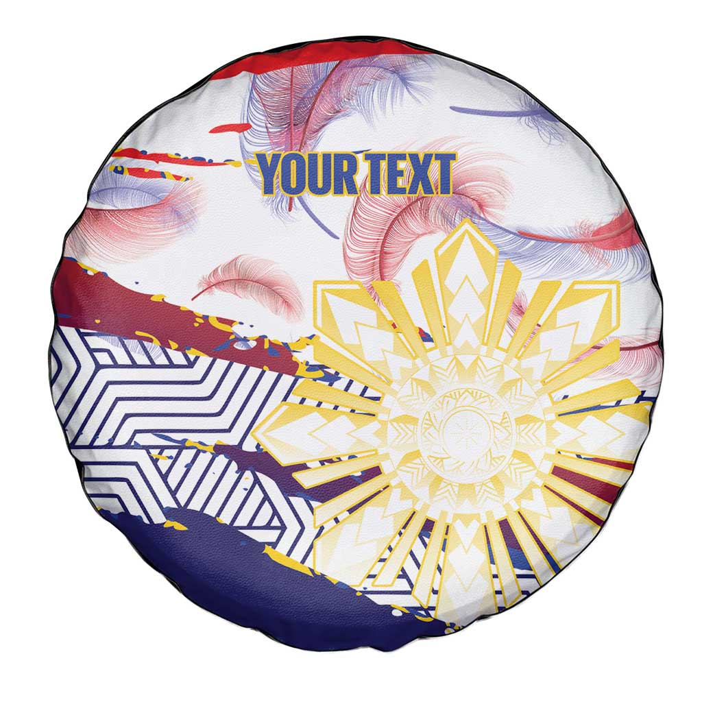 Philippines Sun Tattoo Spare Tire Cover Feathers Filipinas Grunge Style White