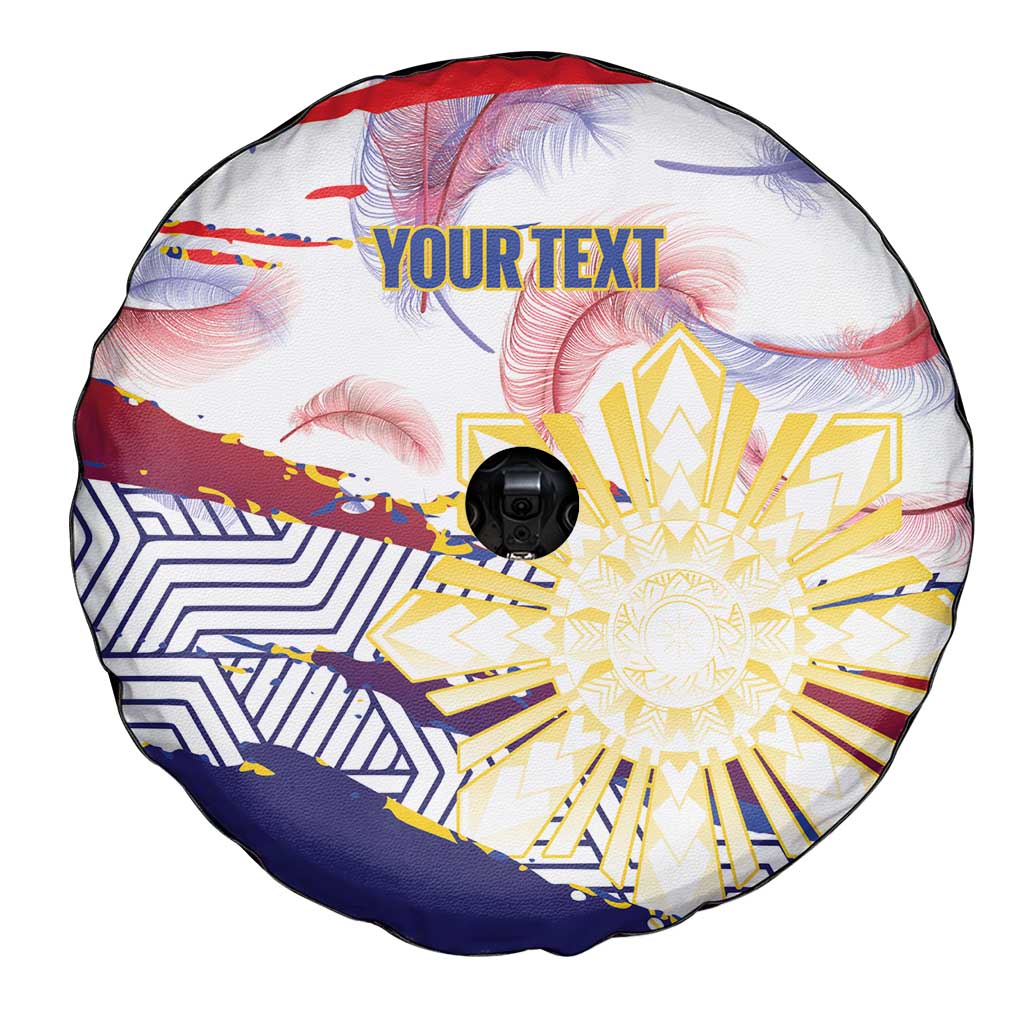 Philippines Sun Tattoo Spare Tire Cover Feathers Filipinas Grunge Style White