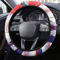 Philippines Sun Tattoo Steering Wheel Cover Feathers Filipinas Grunge Style White