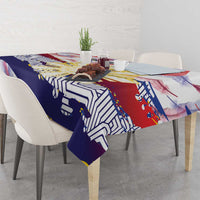 Philippines Sun Tattoo Tablecloth Feathers Filipinas Grunge Style White