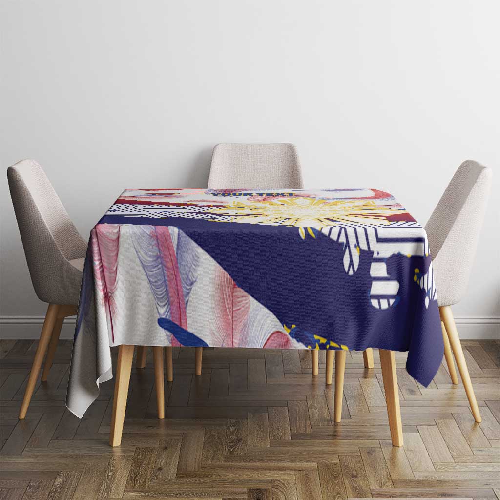 Philippines Sun Tattoo Tablecloth Feathers Filipinas Grunge Style White