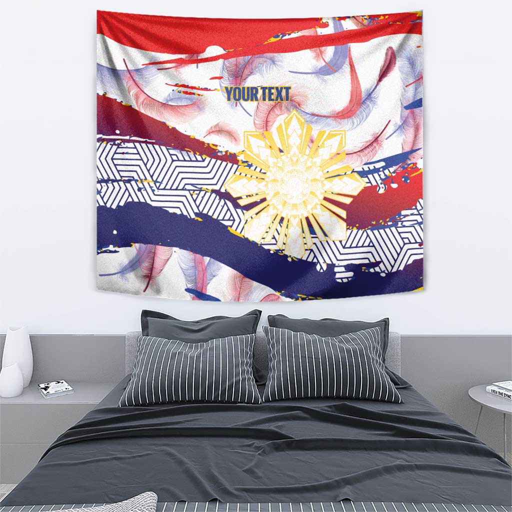 Philippines Sun Tattoo Tapestry Feathers Filipinas Grunge Style White