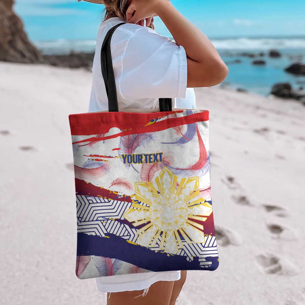 Philippines Sun Tattoo Tote Bag Feathers Filipinas Grunge Style White