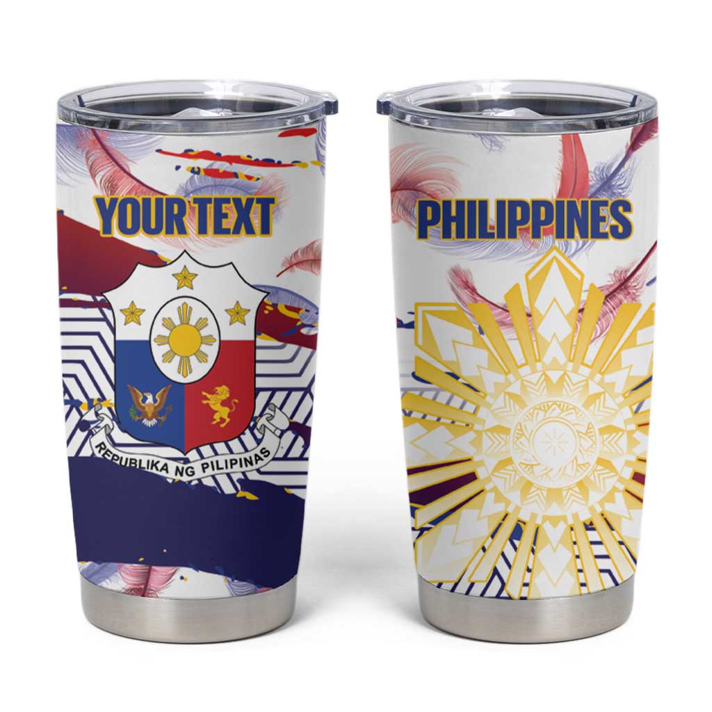 Philippines Sun Tattoo Tumbler Cup Feathers Filipinas Grunge Style White LT14 White - Polynesian Pride