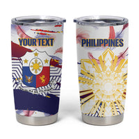 Philippines Sun Tattoo Tumbler Cup Feathers Filipinas Grunge Style White LT14 White - Polynesian Pride