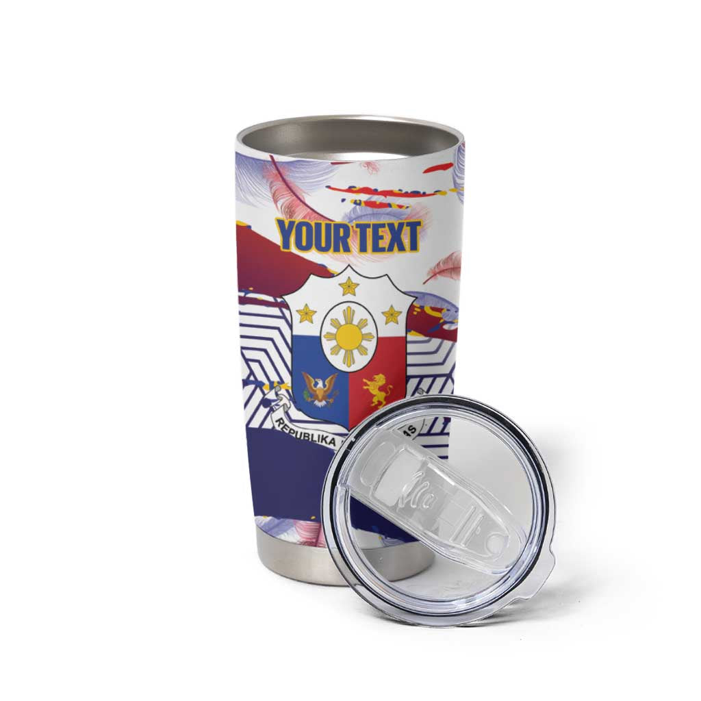 Philippines Sun Tattoo Tumbler Cup Feathers Filipinas Grunge Style White LT14 - Polynesian Pride