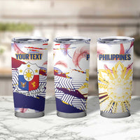 Philippines Sun Tattoo Tumbler Cup Feathers Filipinas Grunge Style White LT14 - Polynesian Pride