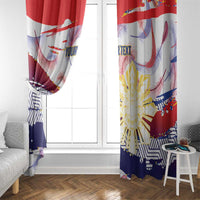 Philippines Sun Tattoo Window Curtain Feathers Filipinas Grunge Style White