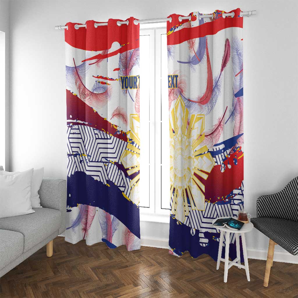 Philippines Sun Tattoo Window Curtain Feathers Filipinas Grunge Style White