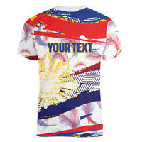 Philippines Sun Tattoo Women V-Neck T-Shirt Feathers Filipinas Grunge Style White LT14 - Polynesian Pride