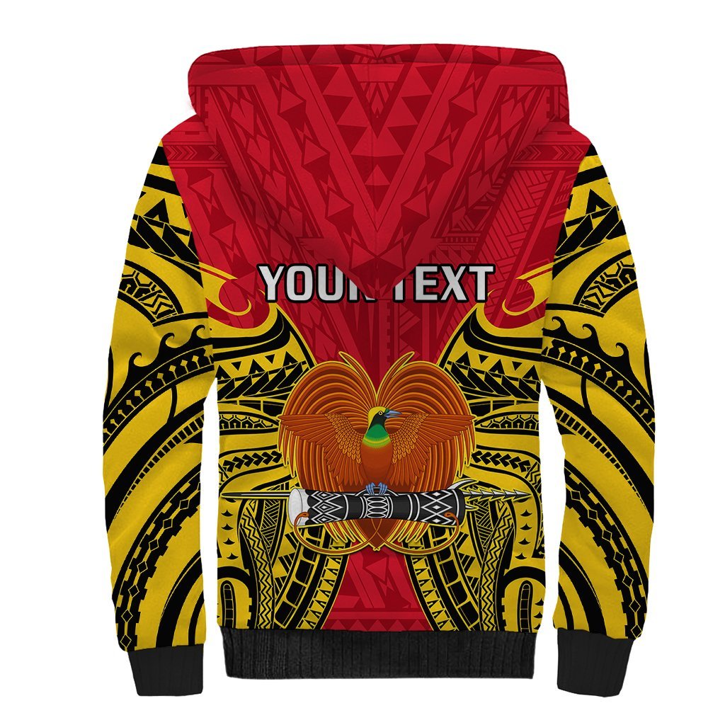 (Custom Personalised) Papua New Guinea Sherpa Hoodie National Capital District Mix Coat Of Arms Polynesian Art LT14 - Polynesian Pride