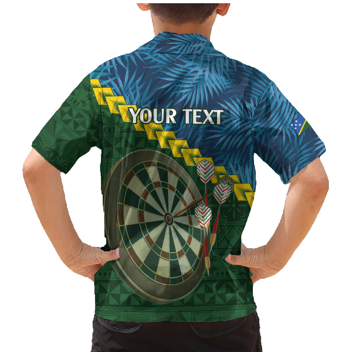 Personalised Solomon Islands Darts Family Matching Mermaid Dress and Hawaiian Shirt Tropical Leaves Melanesian Pattern