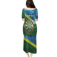 Personalised Solomon Islands Darts Family Matching Puletasi and Hawaiian Shirt Tropical Leaves Melanesian Pattern