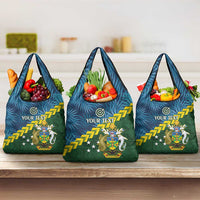 Personalised Solomon Islands Darts Grocery Bag Tropical Leaves Melanesian Pattern
