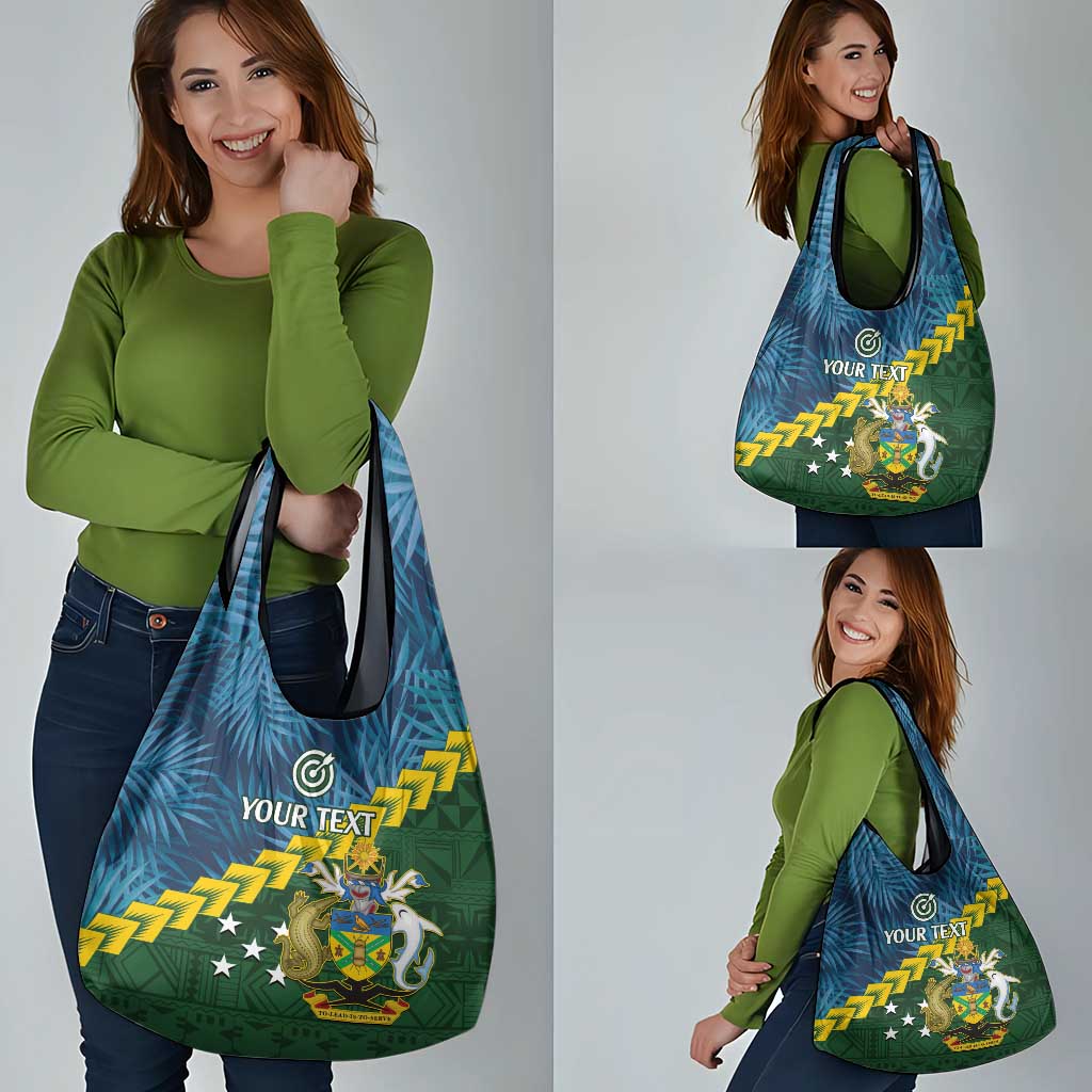 Personalised Solomon Islands Darts Grocery Bag Tropical Leaves Melanesian Pattern