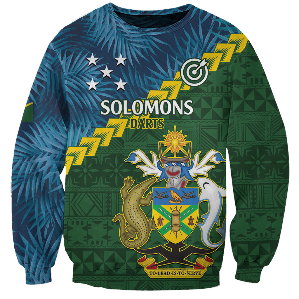 Personalised Solomon Islands Darts Sweatshirt Tropical Leaves Melanesian Pattern