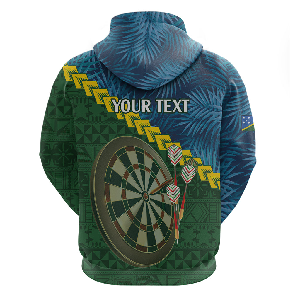 Personalised Solomon Islands Darts Zip Hoodie Tropical Leaves Melanesian Pattern