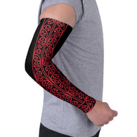 Red Aotearoa Mangopare Kowhaiwhai Niho Taniwha Arm Sleeves Maori New Zealand - Polynesian Pride