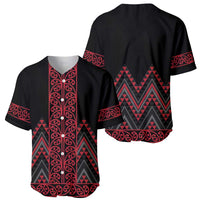 Red Aotearoa Mangopare Kowhaiwhai and Niho Taniwha Baseball Jersey Maori New Zealand