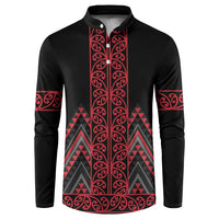 Red Aotearoa Mangopare Kowhaiwhai and Niho Taniwha Button Sweatshirt Maori New Zealand