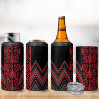 Red Aotearoa Mangopare Kowhaiwhai and Niho Taniwha 4 in 1 Can Cooler Tumbler Maori New Zealand