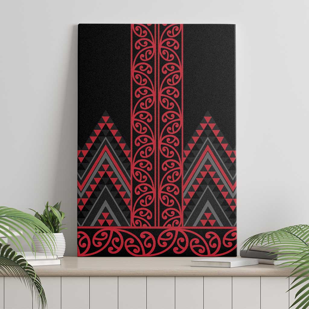 Red Aotearoa Mangopare Kowhaiwhai and Niho Taniwha Canvas Wall Art Maori New Zealand