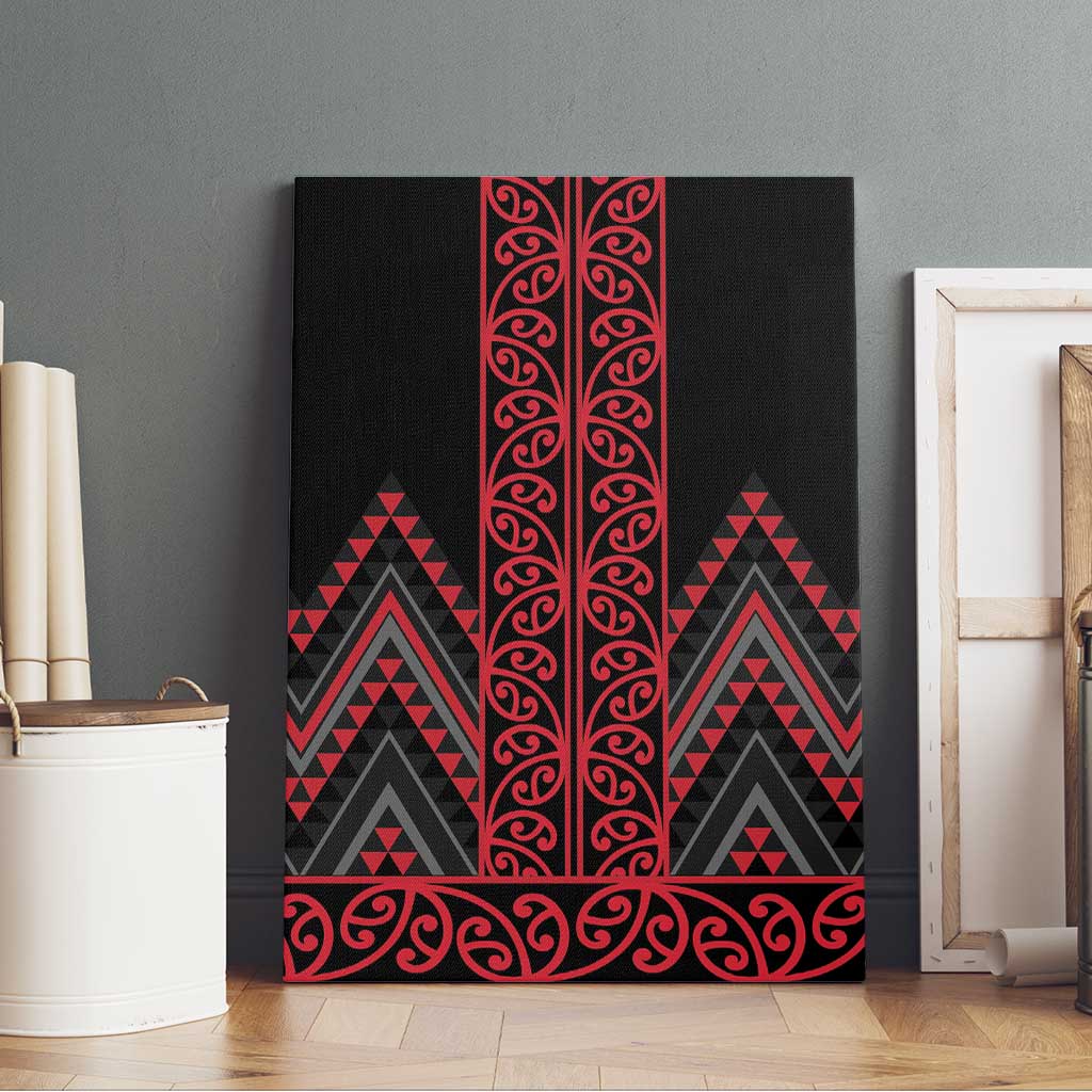 Red Aotearoa Mangopare Kowhaiwhai and Niho Taniwha Canvas Wall Art Maori New Zealand