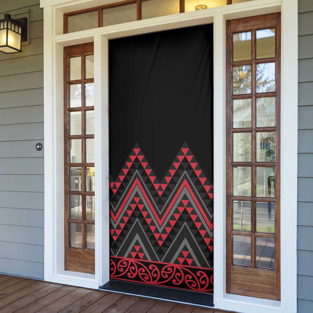 Red Aotearoa Mangopare Kowhaiwhai Niho Taniwha Door Cover Maori New Zealand - Polynesian Pride