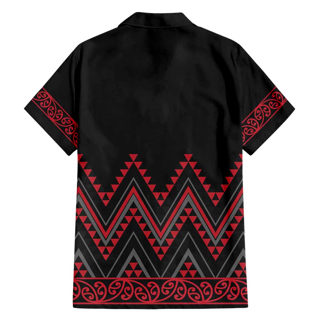 Red Aotearoa Mangopare Kowhaiwhai and Niho Taniwha Family Matching Short Sleeve Bodycon Dress and Hawaiian Shirt Maori New Zealand