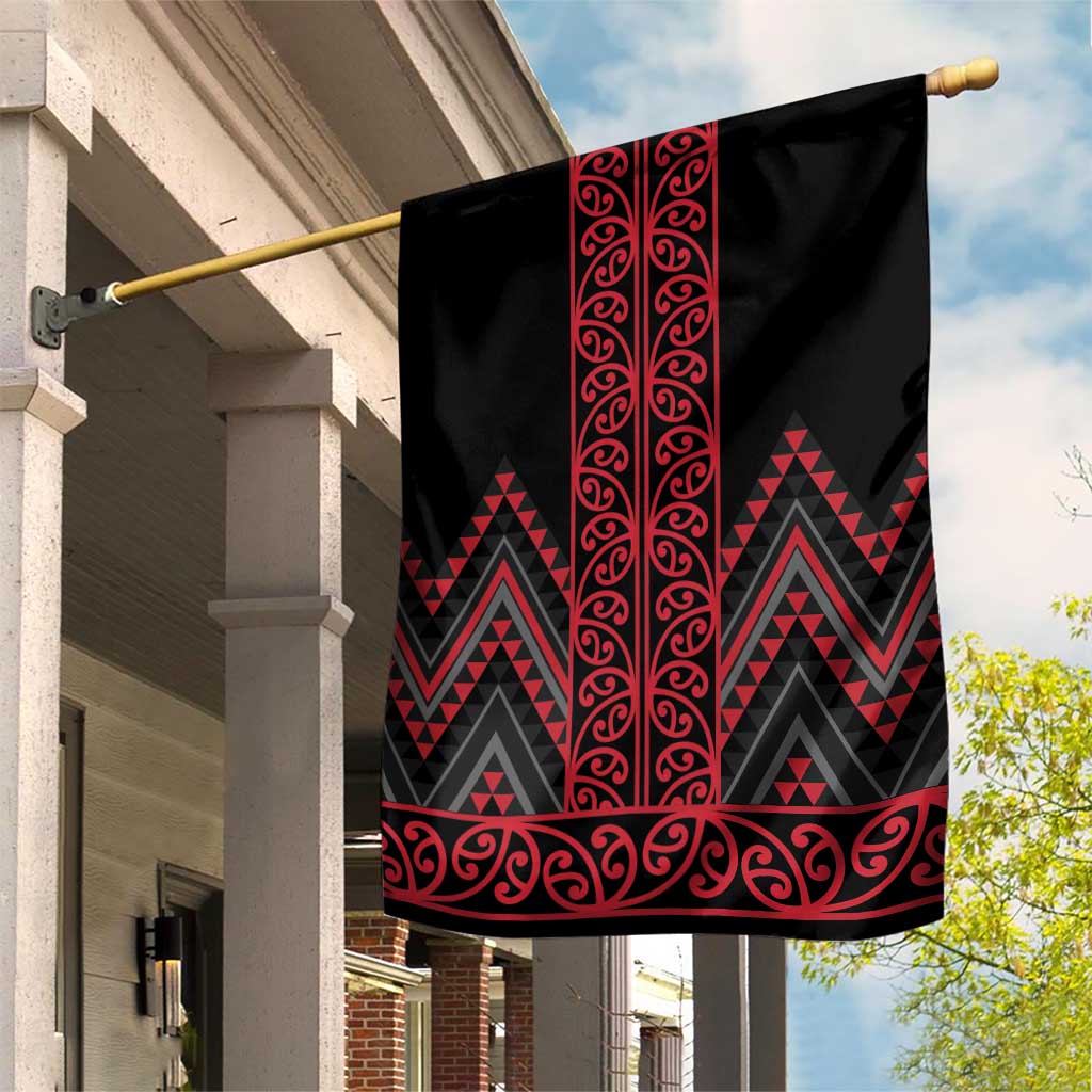Red Aotearoa Mangopare Kowhaiwhai and Niho Taniwha Garden Flag Maori New Zealand