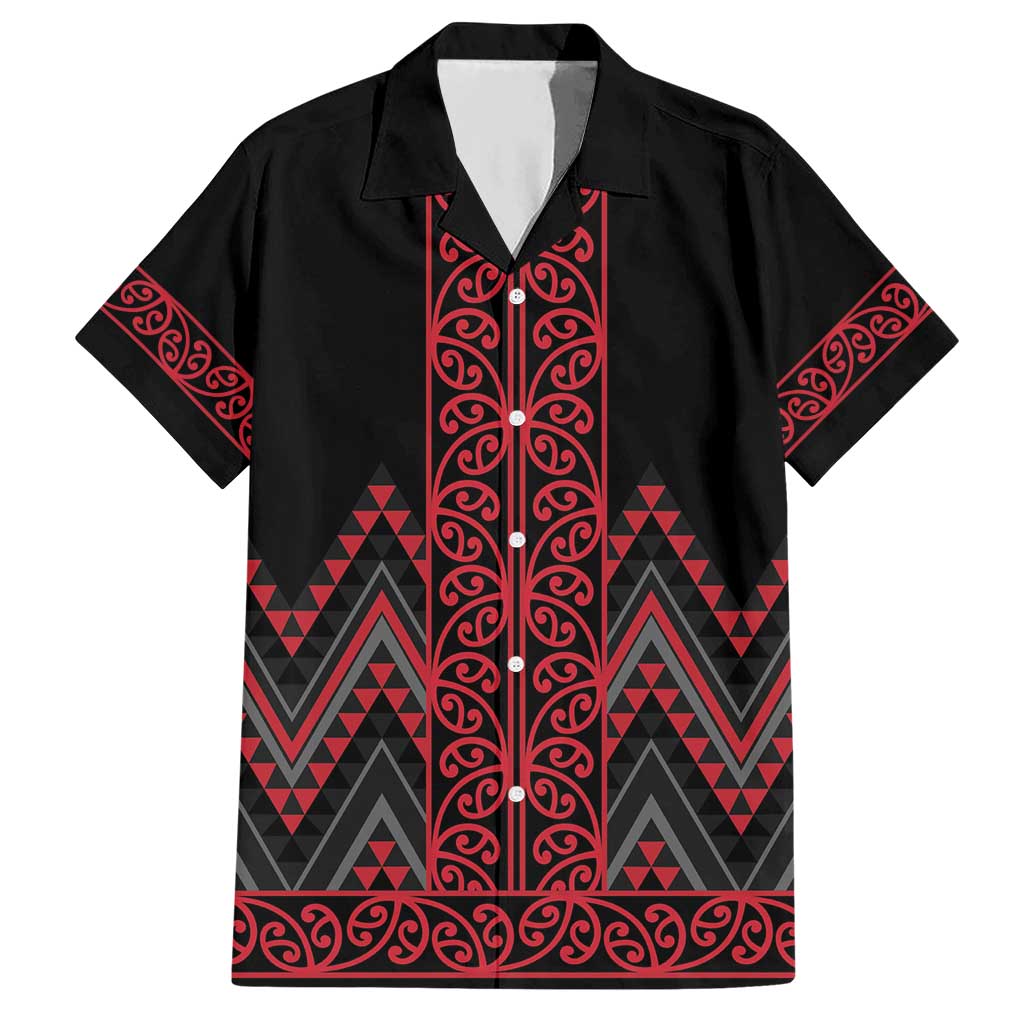 Red Aotearoa Mangopare Kowhaiwhai and Niho Taniwha Hawaiian Shirt Maori New Zealand