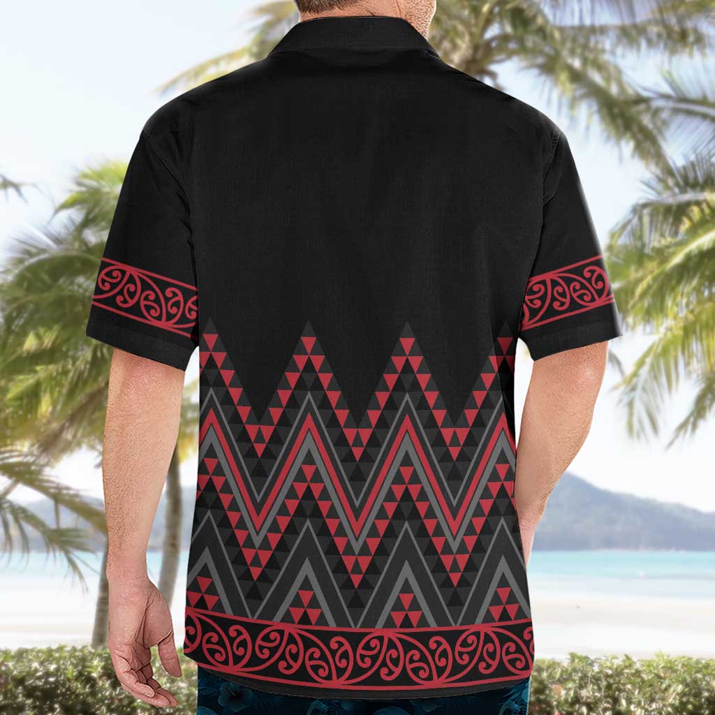 Red Aotearoa Mangopare Kowhaiwhai and Niho Taniwha Hawaiian Shirt Maori New Zealand