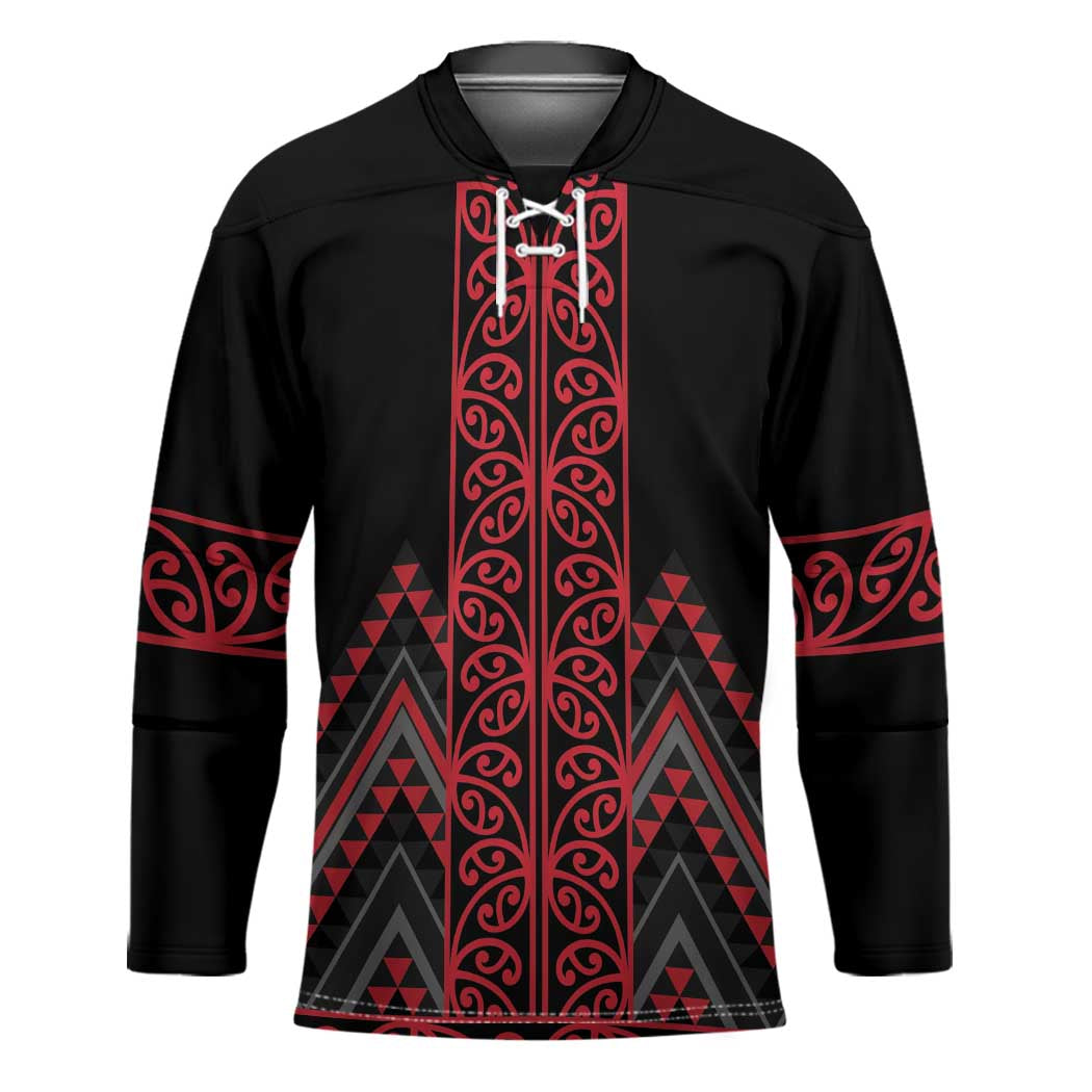 Red Aotearoa Mangopare Kowhaiwhai Niho Taniwha Hockey Jersey Maori New Zealand - Polynesian Pride