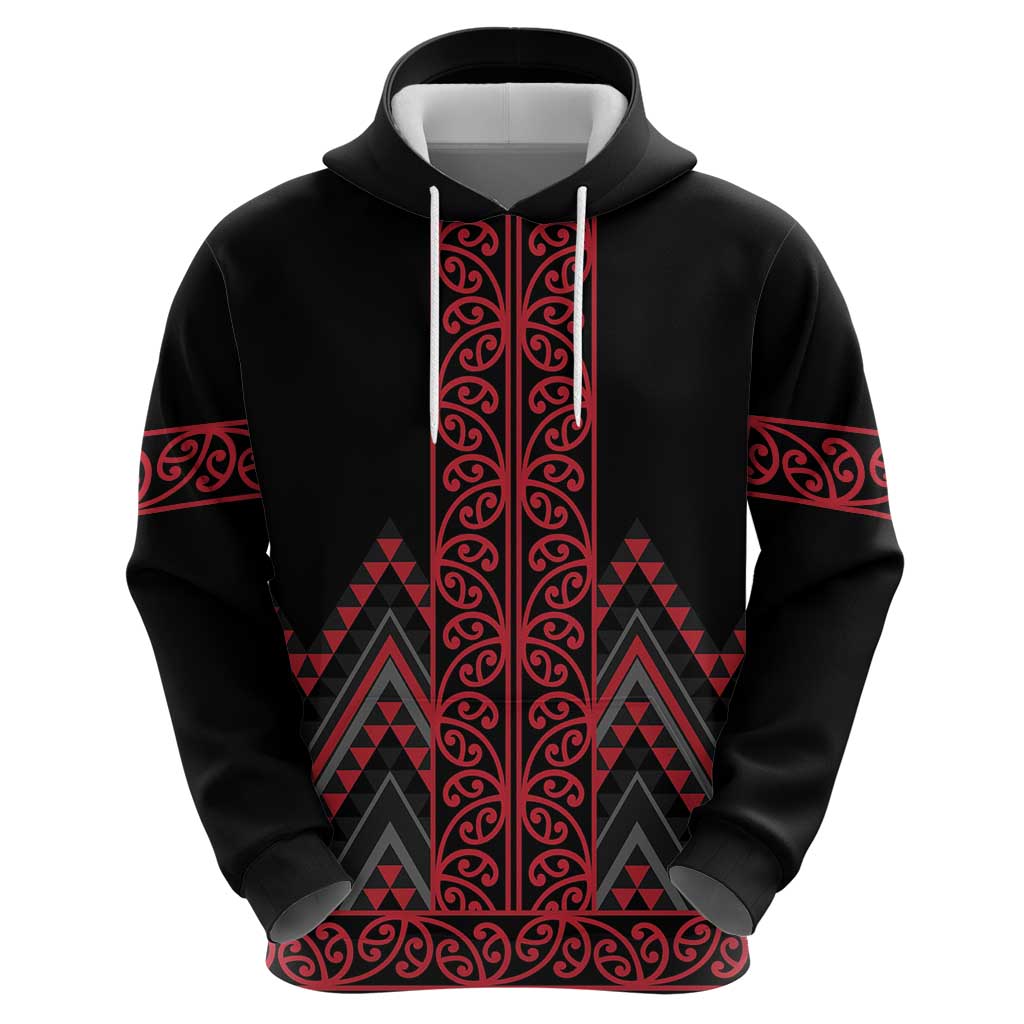 Red Aotearoa Mangopare Kowhaiwhai and Niho Taniwha Hoodie Maori New Zealand