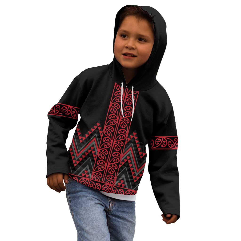 Red Aotearoa Mangopare Kowhaiwhai and Niho Taniwha Kid Hoodie Maori New Zealand