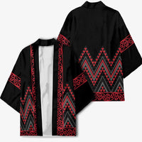 Red Aotearoa Mangopare Kowhaiwhai Niho Taniwha Kimono Maori New Zealand - Polynesian Pride
