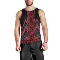Red Aotearoa Mangopare Kowhaiwhai and Niho Taniwha Men Tank Top Maori New Zealand