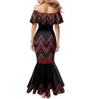 Red Aotearoa Mangopare Kowhaiwhai and Niho Taniwha Mermaid Dress Maori New Zealand