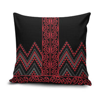 Red Aotearoa Mangopare Kowhaiwhai Niho Taniwha Pillow Cover Maori New Zealand - Polynesian Pride