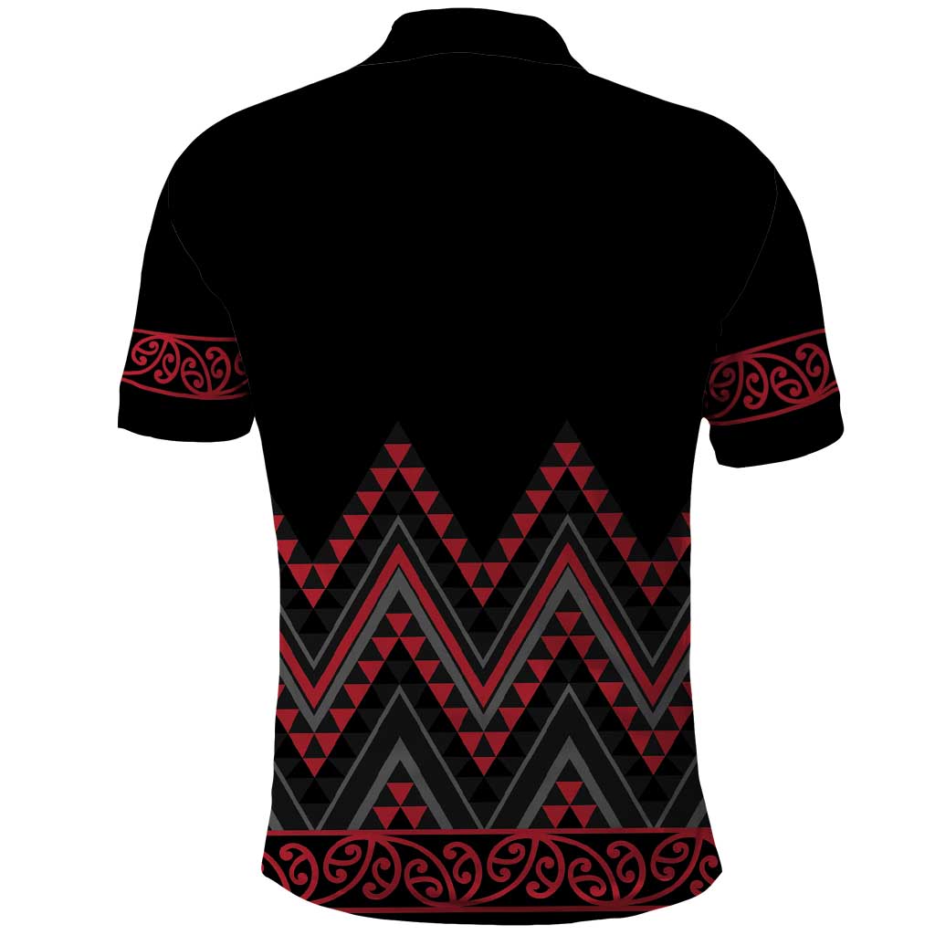 Red Aotearoa Mangopare Kowhaiwhai and Niho Taniwha Polo Shirt Maori New Zealand