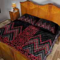 Red Aotearoa Mangopare Kowhaiwhai and Niho Taniwha Quilt Bed Set Maori New Zealand