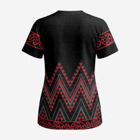 Red Aotearoa Mangopare Kowhaiwhai and Niho Taniwha Scrub Top Maori New Zealand - Polynesian Pride