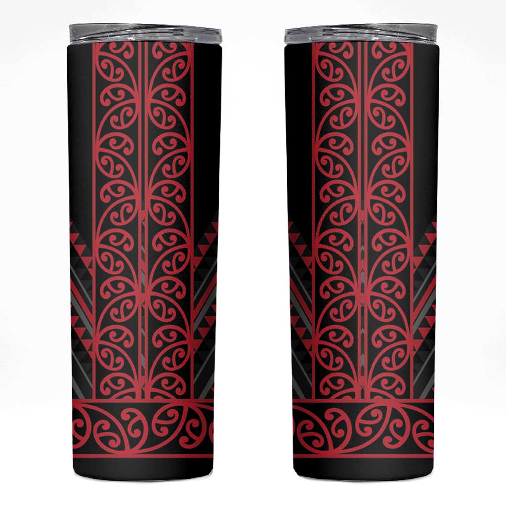 Red Aotearoa Mangopare Kowhaiwhai and Niho Taniwha Skinny Tumbler Maori New Zealand