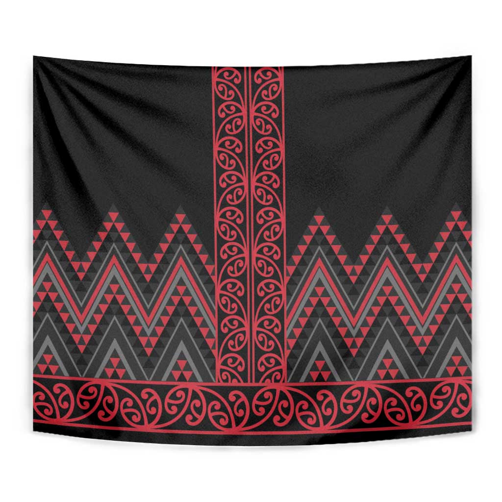 Red Aotearoa Mangopare Kowhaiwhai and Niho Taniwha Tapestry Maori New Zealand