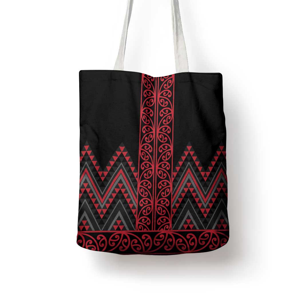 Red Aotearoa Mangopare Kowhaiwhai Niho Taniwha Tote Bag Maori New Zealand - Polynesian Pride